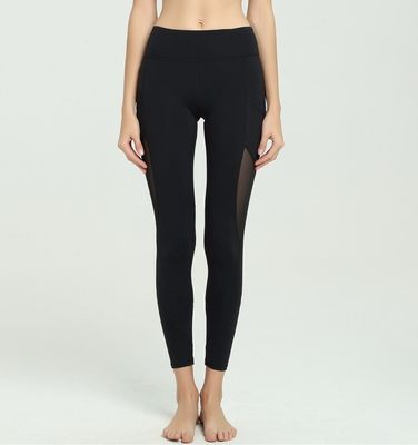Wholesale mesh panel high waisted yoga pants with pockets