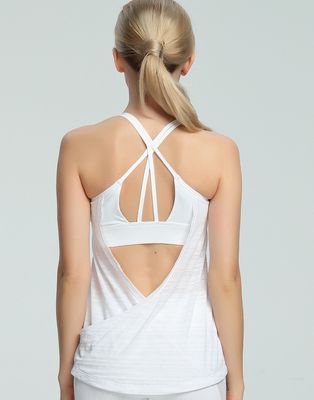 Wholesale activewear strappy back custom ladies tank top with bra