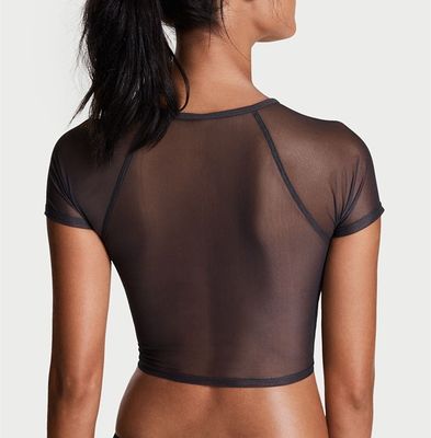 2018 wholesale women workout fitness mesh cropped top t shirts