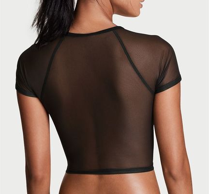 2018 wholesale women workout fitness mesh cropped top t shirts