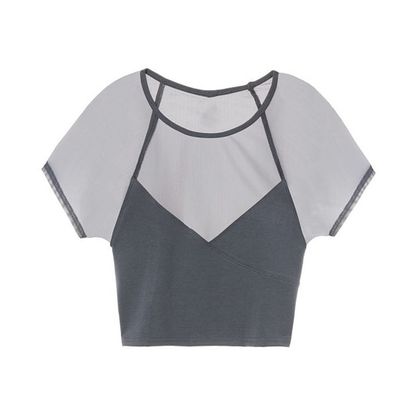 2018 wholesale women workout fitness mesh cropped top t shirts