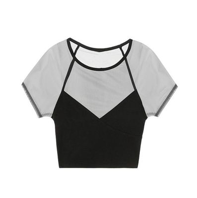 2018 wholesale women workout fitness mesh cropped top t shirts