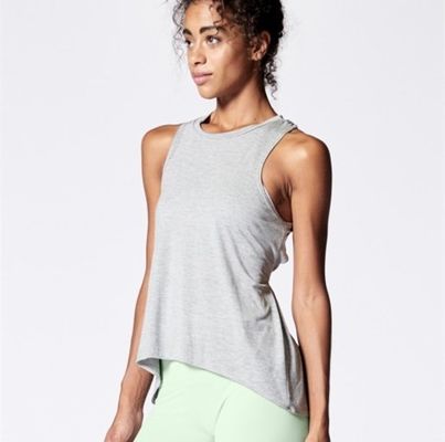 Nylon spandex fitness gym tops womensleeveless workout shirt