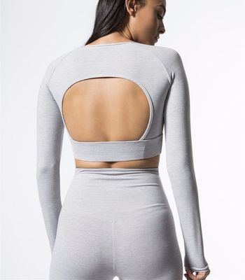 Wholesale women yoga clothing long sleeve fitness crop top compression shirt