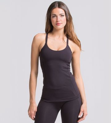 High quality nylon performed gym top cross back tank top