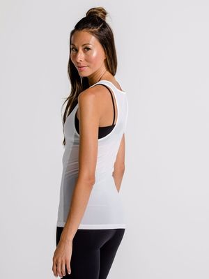 Front and back with sexy mesh decorated mesh tank top women
