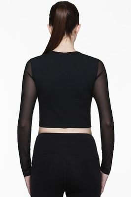 Wholesale yoga long sleeve mesh panel workout tank top