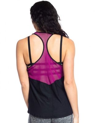 New design mesh panel scoop neckline ladies athletic tank top