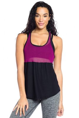 New design mesh panel scoop neckline ladies athletic tank top