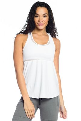 New design mesh panel scoop neckline ladies athletic tank top