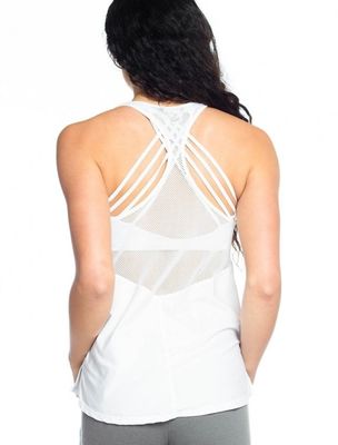 New design mesh panel scoop neckline ladies athletic tank top