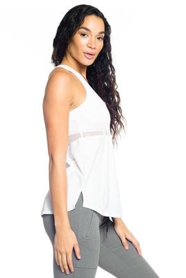 New design mesh panel scoop neckline ladies athletic tank top