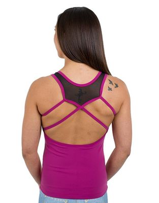 Hot sale fitness yoga top with mesh detail fitness tank top