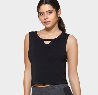 Womens sexy front cut out decorated crop tops gym women sexy