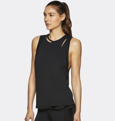 High quality slash detail gym top dry fit athletic tank top