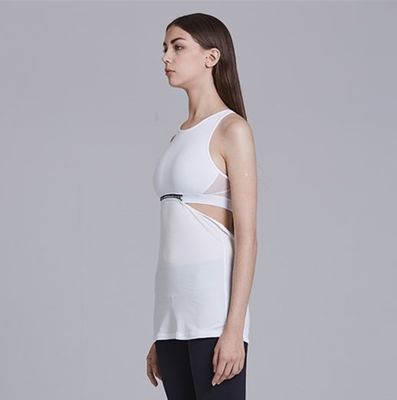 Customized unique zip separated top sexy open back custom gym tank top