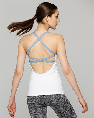 white color fitness top nylon spandex white fitness clothes