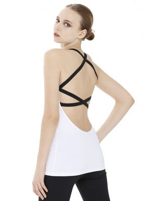 white color fitness top nylon spandex white fitness clothes
