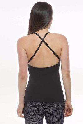 High quality nylon performance sexy halter neck x back gym top athletic tank top