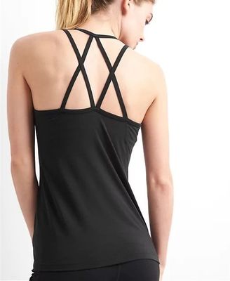 New design custom logo cross back girls gym tank top