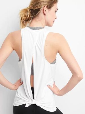 Wholesale crew neck back knot custom active tank top