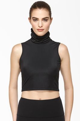 Latest design high neck ladies black crop top
