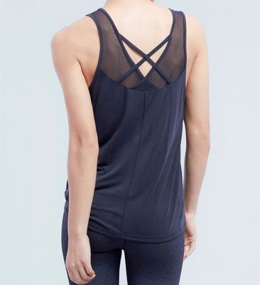 High quality cheap tank top with crisscross mesh detail back cheap gym tank top