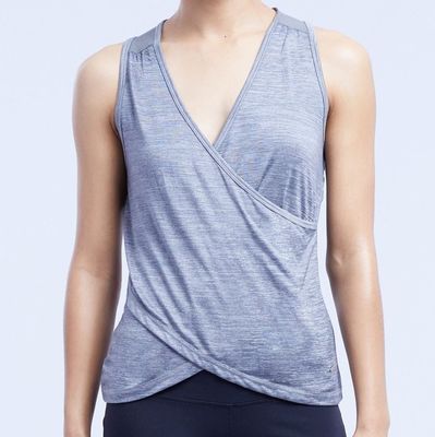 Sexy v neck yoga top back mesh designed nylon performance yoga tank top