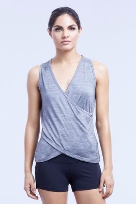 Sexy v neck yoga top back mesh designed nylon performance yoga tank top