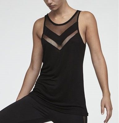 Custom made sports wear manufacturer front mesh insert tank top