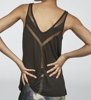 Custom made sports wear manufacturer front mesh insert tank top