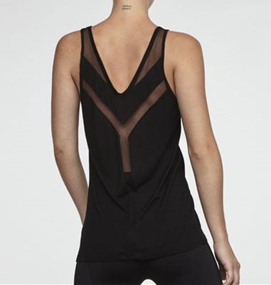 Custom made sports wear manufacturer front mesh insert tank top