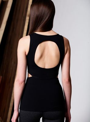 Hot sale side cutout breathable top front mesh panel breathable tank top