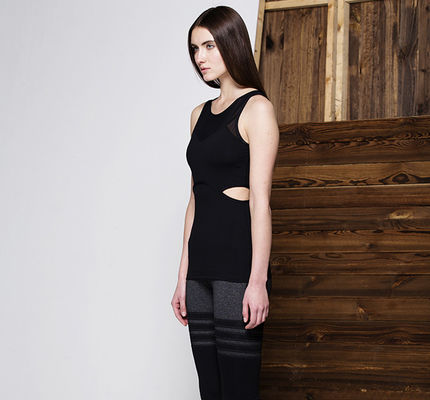 Hot sale side cutout breathable top front mesh panel breathable tank top