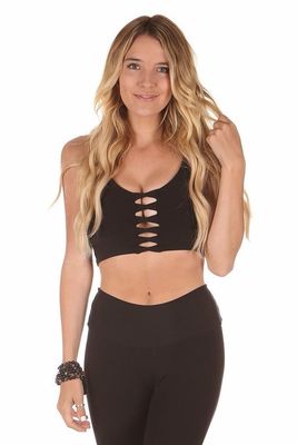 Hot sale cutout front strappy back yoga wear plain ladies sexy crop top