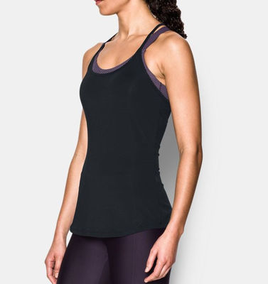 Open hole performance back mesh panel women sport tank top