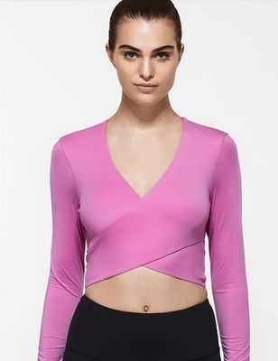 New yoga design custom logo gym womens long sleeve yoga crop tops