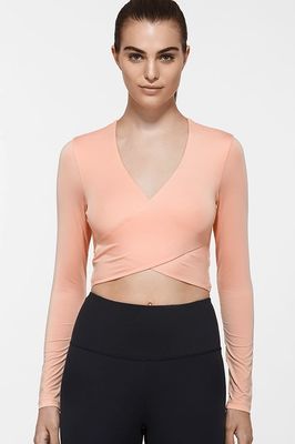 New yoga design custom logo gym womens long sleeve yoga crop tops