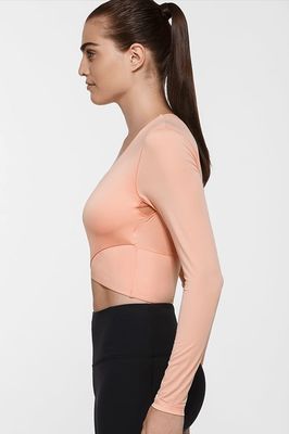 New yoga design custom logo gym womens long sleeve yoga crop tops