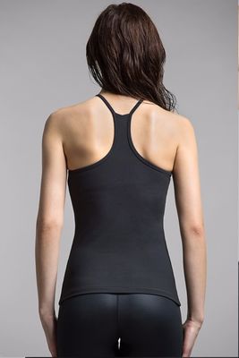 High fashion fake leather racer back woman gym tank top