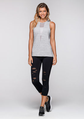 Wholesale fashion yoga clothing mesh panel workout tank top