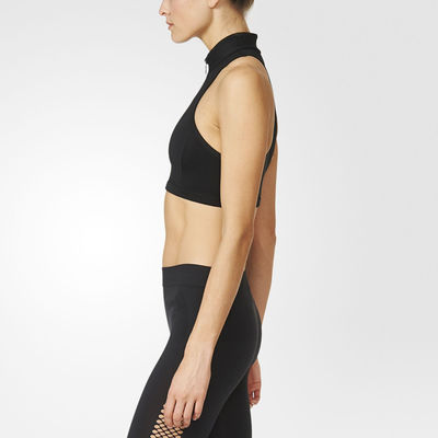 Active wear custom logo stand up collar woman gym crop top