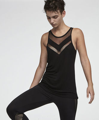 Workout wear breathable front mesh panel woman sports tank top