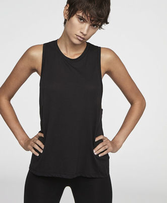 Best quality back mesh panel round neck woman gym tank top