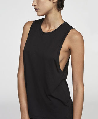 Best quality back mesh panel round neck woman gym tank top