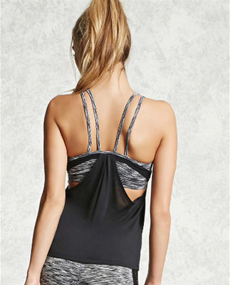 2-piece strappy design top built-in bra strap gym top ladies