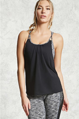 2-piece strappy design top built-in bra strap gym top ladies