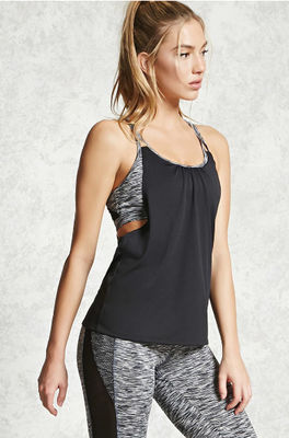 2-piece strappy design top built-in bra strap gym top ladies