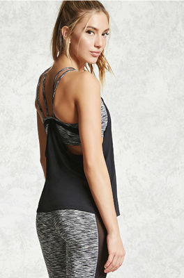 2-piece strappy design top built-in bra strap gym top ladies