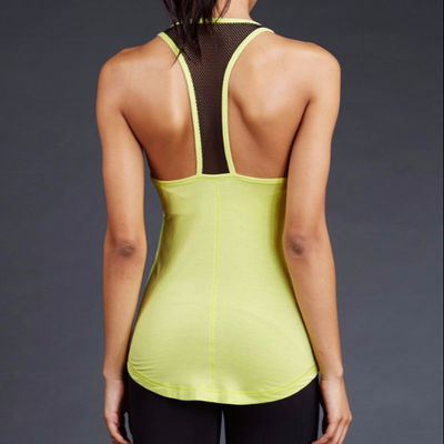 Ladies gym wear relaxed fit contrast mesh backing for ventilation women's gym tank vest top